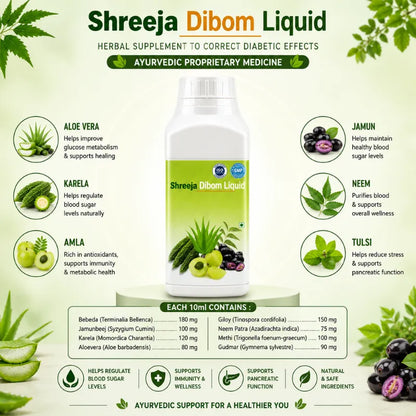 Shreeja Dibom Liquid – Ayurvedic Diabetes Support Tonic