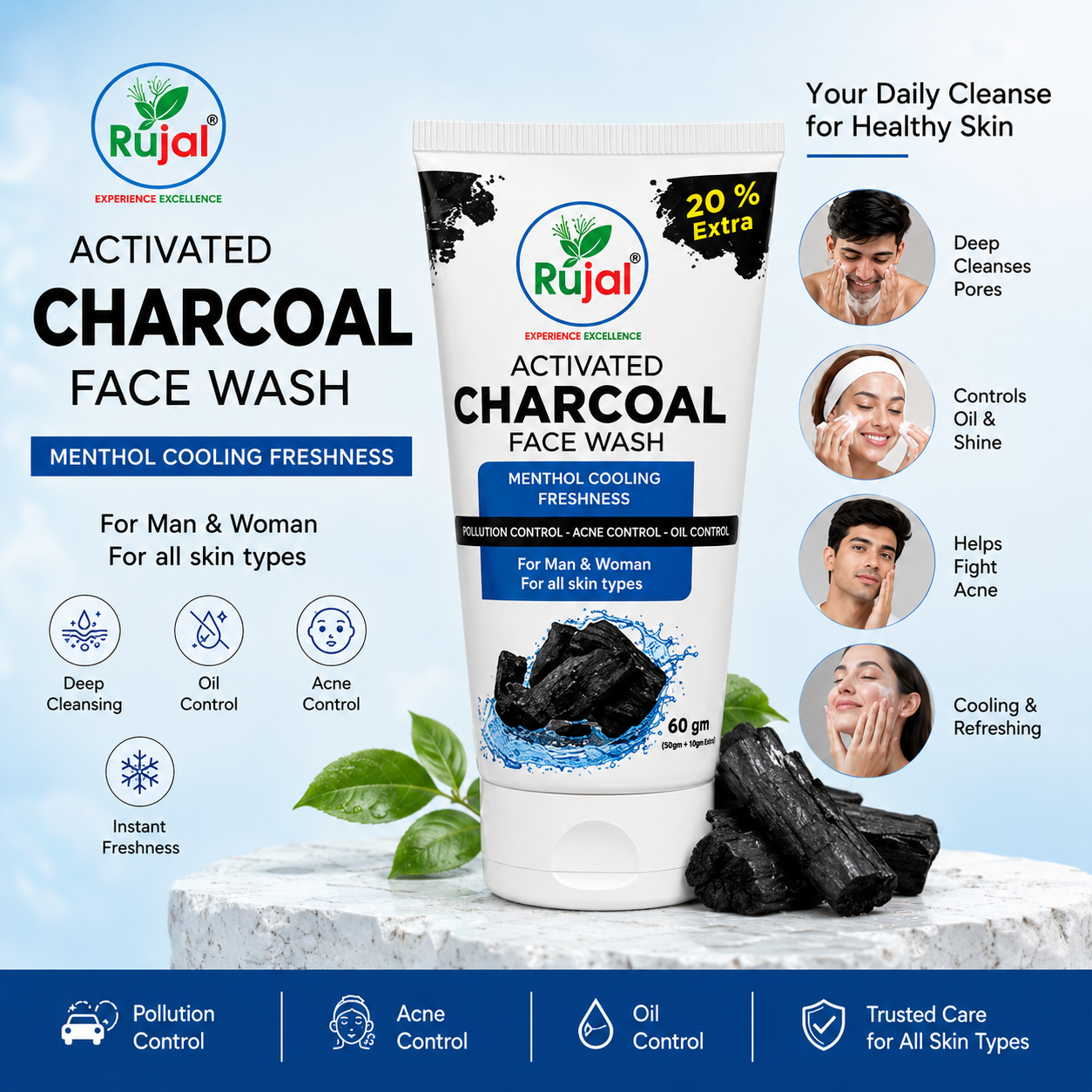 Rujal Activated Charcoal Face Wash