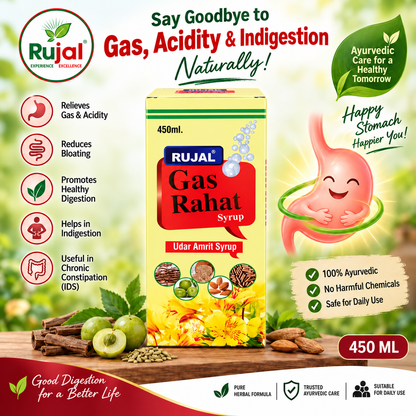 Rujal Gas Rahat Syrup 450 ML - Pack 0f 2